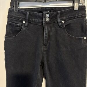 Hudson 2 Button Fly Denim Jeans Adult Womens Size 6 Black Straight Leg